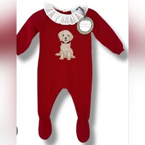 Edgehill Collection Darby Fallon Clark Baby Girl Dog Sweater Footie Coverall